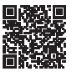 Black and white square QR code with geometric patterns and three positioning squares at the corners on a white background