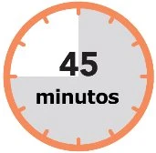 Circular clock icon with an orange border showing a