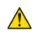 Hazard sign consisting of a yellow triangle with a black border and a black exclamation mark in the center