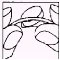 Black and white schematic drawing showing a tissue section with multiple oval structures and a curved line passing through them