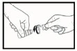 Two hands gently separating the rubber stopper from the glass vial of a medication using a snapping or peeling technique
