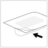 Technical drawing showing a black arrow pointing downward to indicate the