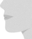 Profilo laterale stilizzato di un volto umano che mostra il naso, le labbra e il mento in grigio chiaro su sfondo bianco