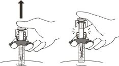 Two diagrams showing hands gripping a medical device for the