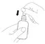 A hand holding a glass vial while a
