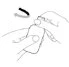 Line drawing showing two hands holding a medical device with a curved arrow indicating a rotational movement towards the
