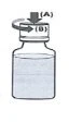 Diagramma di un flaconcino con una freccia verticale verso il basso indicata con A e una freccia curva orizzontale indicata con B