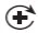 Black cross symbol surrounded by a curved arrow rotating clockwise on a white background