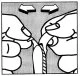Two hands hold and rotate in opposite directions a cap or seal of a medical container, indicated by directional arrows above