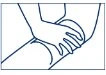 Blue line drawing showing a hand gently massaging the gluteal area after an