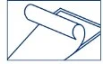 Blue line drawing of a sheet of paper with an