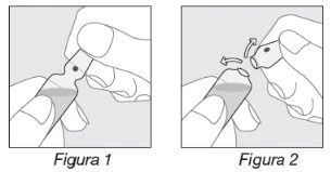 Two illustrations show hands gripping a medical device to open or rotate it following the indicated directional arrows