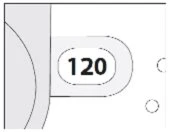 Diagramma medico con il numero 120 all'interno di una forma ovale grigia su sfondo bianco con elementi circolari e linee geometriche