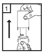 A hand holds the top part of a medical device while the