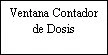 Черный текст на белом фоне с надписью Ventana Contador de Dosis, заключённой в тонкий чёрный прямоугольник
