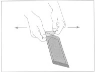 Two hands gripping the sides of a pouch to open it by pulling apart