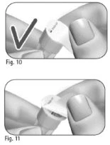 Two medical illustrations showing a hand correctly removing a