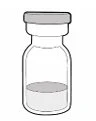 Disegno stilizzato di un flacon con tappo grigio e contenuto liquido semitrasparente all'interno del contenitore in vetro