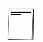 Disegno stilizzato in bianco e nero di una scatola di medicinali rettangolare con due linee nere orizzontali sulla parte superiore