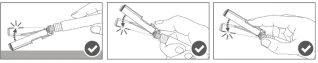 Three sequential illustrations showing how to properly bend a medical device with the hands to activate it, following directional arrows