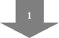 Thick gray arrow pointing downward with the number one in white at the center