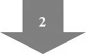 Gray arrow pointing downward with the number two in white at the center on a white background