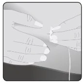 Two hands gently holding and pulling the skin to prepare the injection site
