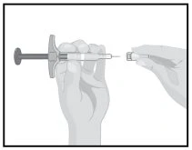 Two hands preparing a syringe, one holding the body of the device and the