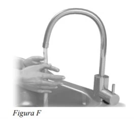 Two hands washing under running water