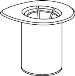 Black and white technical drawing of a cylindrical medical device with a flat circular base and a hollow vertical body