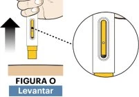 Una mano impugna un dispositivo medico bianco con un ingrandimento che mostra il livello del liquido giallo all'interno di una finestra trasparente