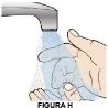 Illustrazione di una mano che lava accuratamente l'altra sotto un getto d'acqua corrente per l'igiene delle mani