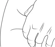 Disegno a linee nere che mostra una mano che preme con le dita sulla pelle della zona addominale o coscia per l'applicazione di un farmaco