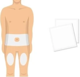 Illustration of a male torso with adhesive patches applied on