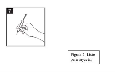 Black and white drawing of a hand holding a syringe with the