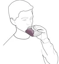 Disegno lineare di un uomo che beve da un bicchiere tenuto con la mano destra mentre è rivolto di profilo