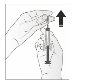 Two hands hold a syringe with a