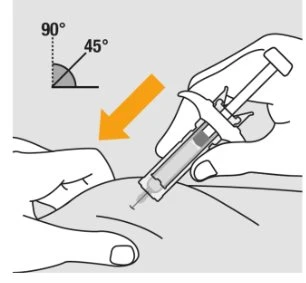 Illustration showing a hand holding a syringe for an