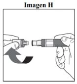 Two hands holding two parts of a medical device being twisted apart