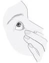 Line drawing of a hand gently holding the lower edge of the