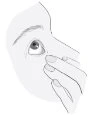 Stylized drawing of a hand gently touching the area below the