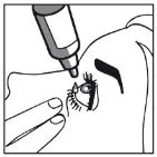 Black and white drawing showing a dropper bottle dispensing a drop of liquid into the
