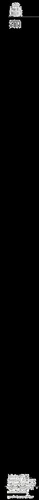 White text on black background with blurred and barely legible medical text and symbols arranged vertically on an information leaflet