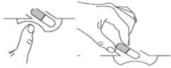 Disegno tecnico che mostra due fasi per l'uso
