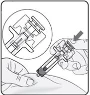 Technical drawing showing a hand holding a medical device for the