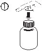 Diagramma con numero uno che mostra un ago inserito verticalmente nel tappo di un flacone di medicinale