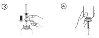 Medical diagram showing a hand inserting the