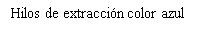Testo nero su sfondo bianco con la scritta in spagnolo Hilos de extracción color azul