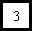 Black number three written in digital-style font on a white square background with a thin black border