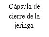 Black text on white background reading Syringe closure cap
